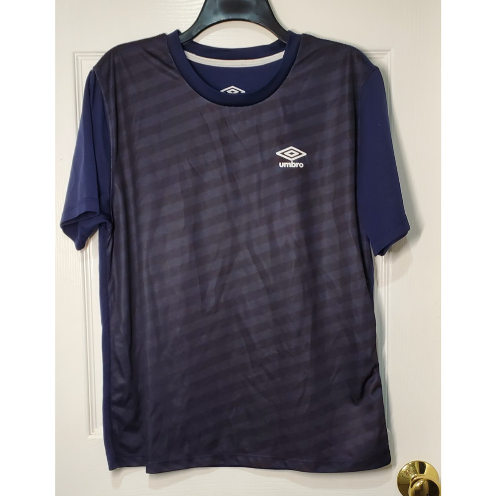 Umbro Athletic Shirt Mens Large Blue Soccer Jersey Training Top Performance Tee